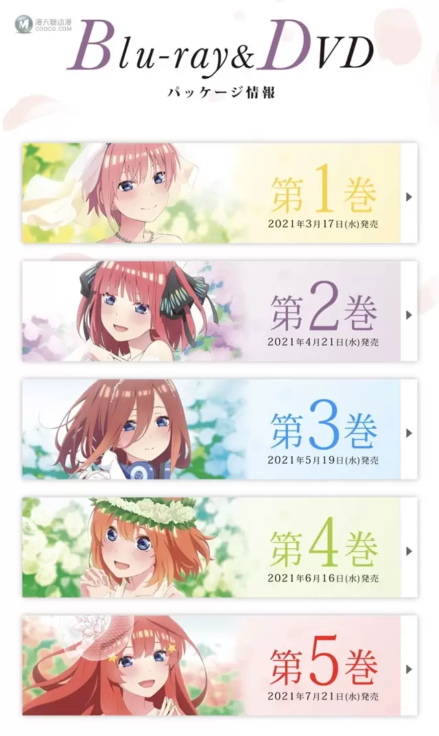 TV动画「五等分的新娘∬」BD/DVD第4、5卷封面公开